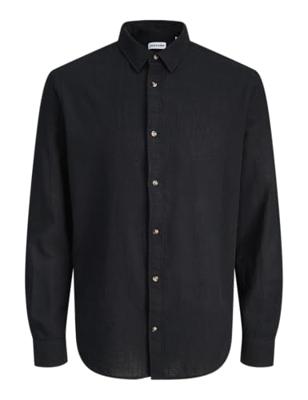 Jack & Jones Jjesummer Linen Blend Shirt L/s Sn Overhemd Black