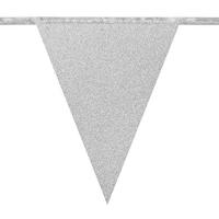 Zilveren Glitter Vlaggenlijn Karton - 6 meter - thumbnail