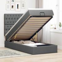Ottoman bed met matras 100x200cm stof donkergrijs - thumbnail