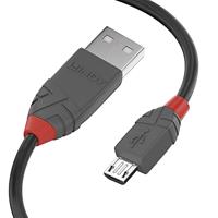LINDY USB-kabel USB 2.0 USB-A stekker, USB-micro-B stekker 0.50 m Zwart, Grijs 36731 - thumbnail