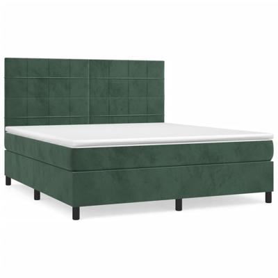 Boxspring met matras fluweel donkergroen 160x200 cm - thumbnail