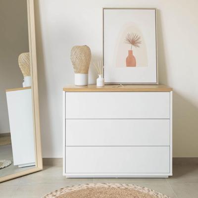 Kave Home Ladekast 'Abilen' Eiken, 90 x 75cm, kleur Wit