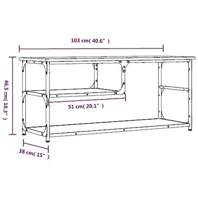 Tv-meubel 103x38x46,5 cm bewerkt hout staal bruineikenkleurig