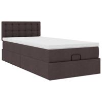 Ottoman bed met matras 200x200 cm stof donkerbruin - thumbnail