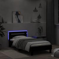 Bedframe met hoofdbord en LED-verlichting zwart 100x200 cm - thumbnail
