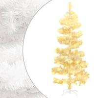 Kunstkerstboom met verlichting en standaard 150 cm PVC wit - thumbnail