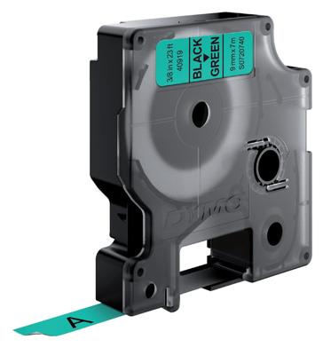 Labeltape DYMO D1 40919 Polyester Tapekleur: Groen Tekstkleur:Zwart 9 mm 7 m