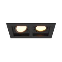 Fresno Dubbele Inbouwspot - Rechthoek - 2x GU10 - 2700K Warm wit - 8 watt 690 lumen - Kantelbaar - IP20 stofdicht - Zwart - thumbnail