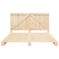 Bedframe met hoofdbord massief grenenhout 200x200 cm - thumbnail