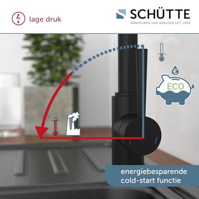 Wastafelkraan Schutte Cornwall Draaibare Uitloop Lage Druk Mat Zwart