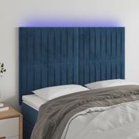 Hoofdbord LED 144x5x118/128 cm fluweel donkerblauw - thumbnail