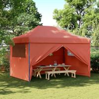 Partytent inklapbaar pop-up met 4 zijwanden terracottakleurig - thumbnail