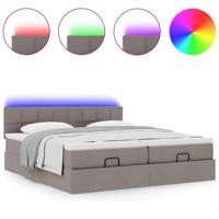 Ottoman bed met matrassen en LED's 180x200cm stof taupe - thumbnail