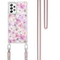 Samsung Galaxy A52(s) hoesje met rosegoud koord - Hortensia - thumbnail