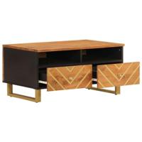 Salontafel 80x54x40 cm massief mangohout bruin en zwart - thumbnail