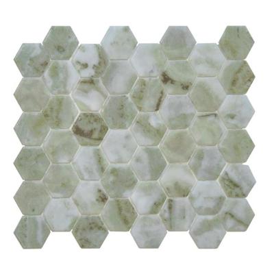 Mozaiek Valencia Hexagon Marmerprint Groen 4,4x5,0 Mozaiek Valencia Hexagon Marmerprint Groen 4,4x5,0
