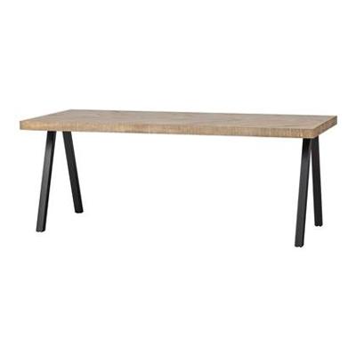 WOOOD Eettafel 'Tablo' Mangohout Visgraat, met 2-standen poot, 180 x 90cm