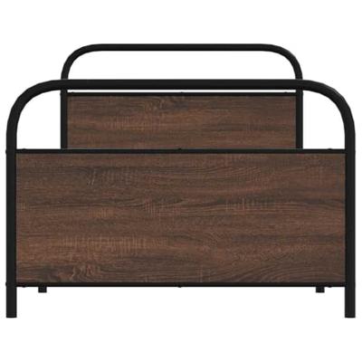 Bedframe zonder matras bewerkt hout bruin eikenkleur 100x200 cm Bedframe zonder matras bewerkt hout bruin eikenkleur 100x200 cm