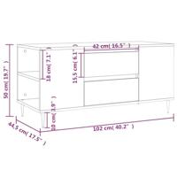 Salontafel 102x44,5x50 cm bewerkt hout bruineikenkleurig - thumbnail