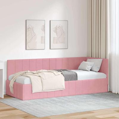 Hoekbedframe met hoofdeinde Roze 80 x 200 cm Fluweel
