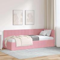 Hoekbedframe met hoofdeinde Roze 80 x 200 cm Fluweel - thumbnail