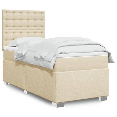 Boxspring met matras stof crèmekleurig 80x200 cm - thumbnail