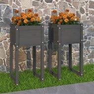 VidaXL Plantenbakken 2 st 40x40x81 cm massief grenenhout grijs