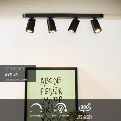 Lucide XYRUS - Plafondspot - LED Dim to warm - GU10 - 4x5W 2200K/3000K - Zwart