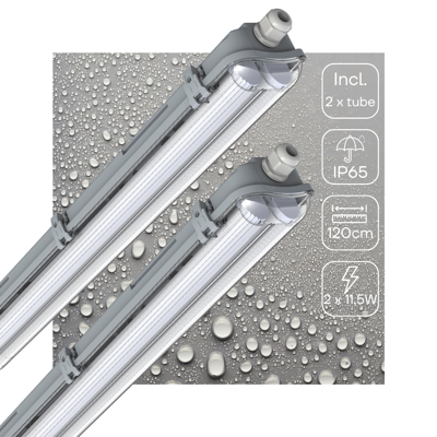 2 PACK - LED&apos;s Light Dubbele LED TL lamp 120 cm - compleet met LED buizen - Binnen en buiten - 4260 lm - 4000K - 2x11.5W