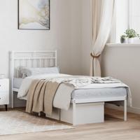 Bedframe met hoofdbord zonder matras metaal wit 75x190 cm - thumbnail