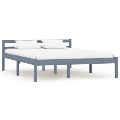 Bedframe massief grenenhout grijs 120x200 cm