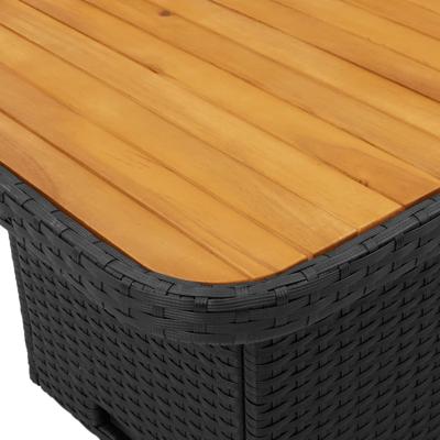 3-delige Bistroset met kussens poly rattan zwart - thumbnail