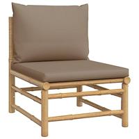 3-delige Loungeset met kussens bamboe taupe - thumbnail