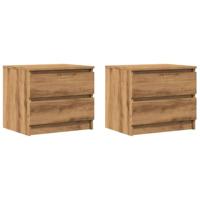 Nachtkastjes 2 st 50x40x43.5 cm bewerkt hout artisanaal eiken - thumbnail