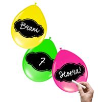 Folat BV Beschrijfbare ballonnen neon, 6st. - thumbnail