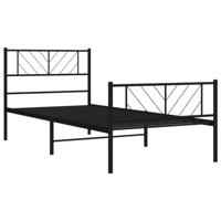 Bedframe met hoofd- en voeteneinde metaal zwart 107x203 cm - thumbnail