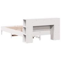 Bed met boekenkast zonder matras grenenhout wit 135x190 cm - thumbnail