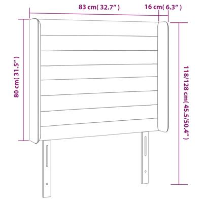 Hoofdbord met randen 183x16x118/128 cm stof lichtgrijs - thumbnail