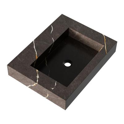 Brauer Coral Wastafel - 60 cm - met 1 Spoelbak en 0 Kraangaten - Marmerlook Copper Brown