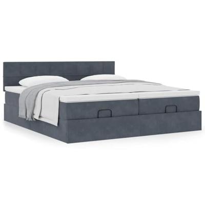 Ottoman bed met matrassen 160x200cm fluweel donkergrijs