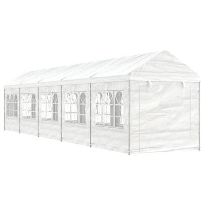 Prieel met dak 11,15x2,28x2,69 m polyetheen wit