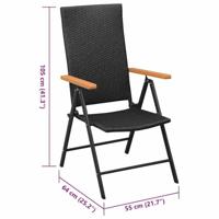 Tuinstoelen stapelbaar 2 st poly rattan zwart - thumbnail