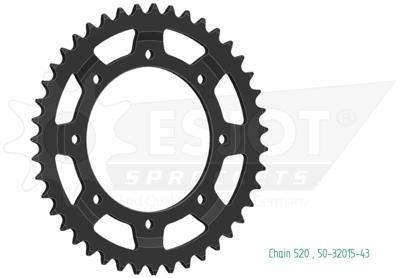 ESJOT Chain wheel 520 43z steel black
