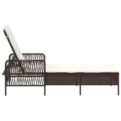 Ligbed met kussen 1-persoon Bruin 157 x 55 x 92cm poly rattan