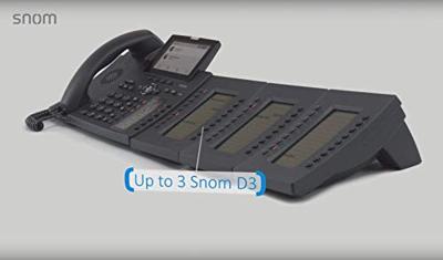 Snom D3 uitbreidingsmodule voor D3xx telefoons, hoge resolutie display met achtergrondverlichting, 18 programmeerbare zelf-labeling en LED-knoppen, plug and play, USB, Zwart, 00004327