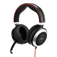 Jabra Evolve 80 MS Wired Stereo Over-Ear Headset – Microsoft Optimised Headphones With Active Noise Cancellation – USB and 3.5 mm Jack Connections – Black - thumbnail