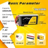 Tattu LiPo accupack 7.4 V 650 mAh Aantal cellen: 2 75 C Softcase XT30 - thumbnail