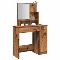 Kaptafel met spiegel 86,5x35x136 cm oud houtkleurig - thumbnail
