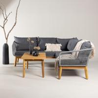 Nohr Loungeset 'Chandni' Acaciahout, Met hoekbank en tafel, kleur Grijs - thumbnail