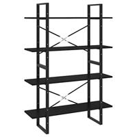 Boekenkast met 4 schappen 100x30x140 cm grenenhout zwart - thumbnail